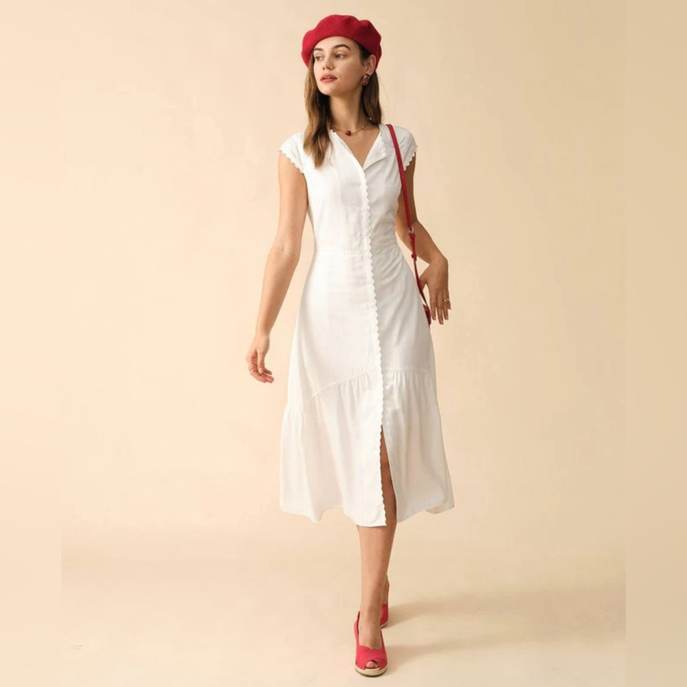 RIHOAS White Midi Dress